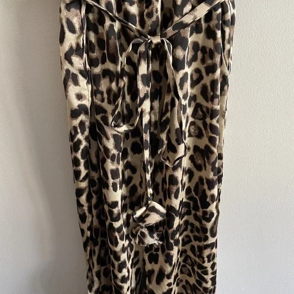 Lulus Women XL Leopard Print Satin Ankle Ties Jumpsuit - Picture 5 of 12